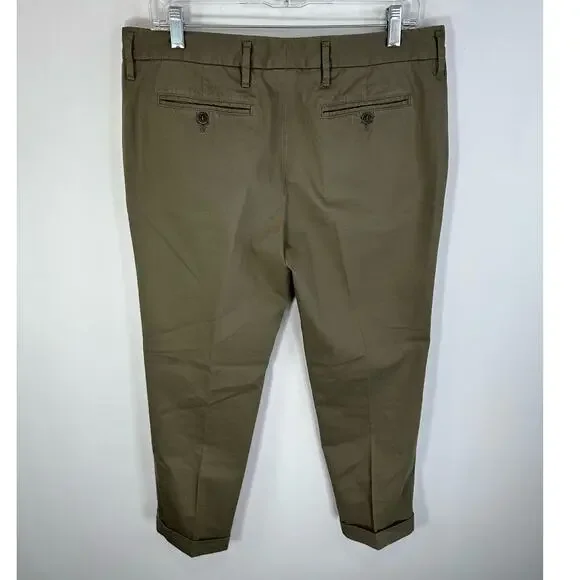 Aspesi Women’s Khaki Trouser Pants Pleated Tan Size 46 - Picture 2 of 11